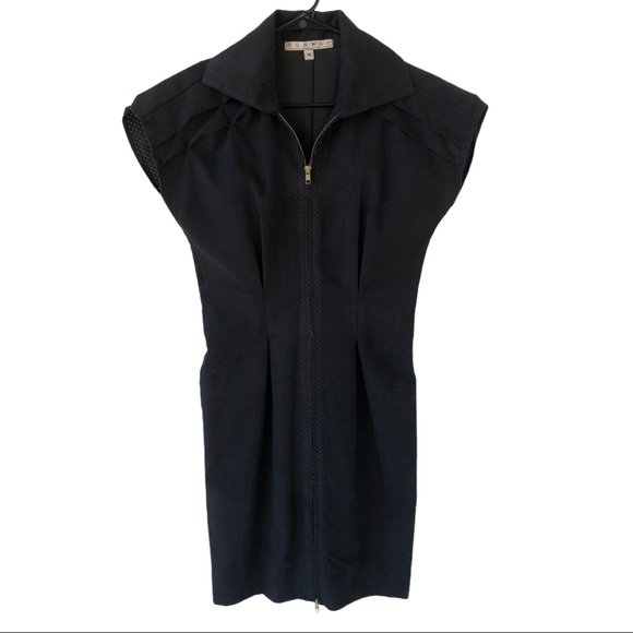 Runway Virtual Runway Connection Collared Full Front Zip Eyelet Dress Black Sz M - Picture 1 of 10
